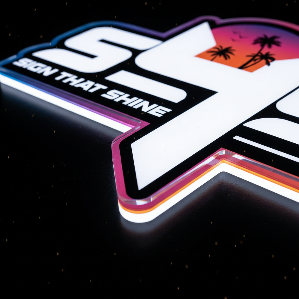 Premium Backlit Acrylic Sign — 3–4 Layers, Interior Only