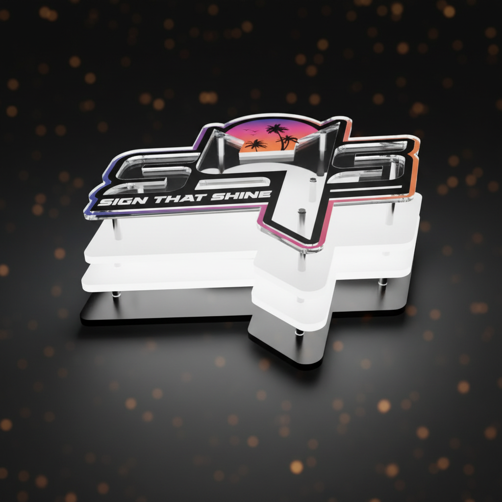 Premium Backlit Acrylic Sign — 3–4 Layers, Interior Only