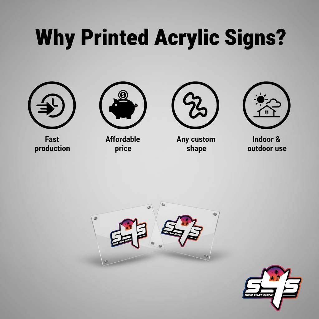 Economy Printed Acrylic Sign — Clear 6mm, Custom Shape