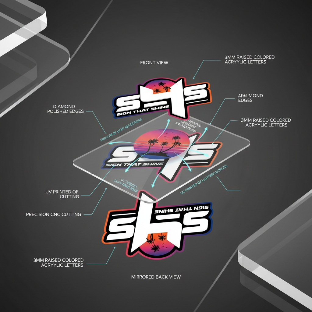 Double-Sided Acrylic Sign — 6mm Base + Double 3mm Layers