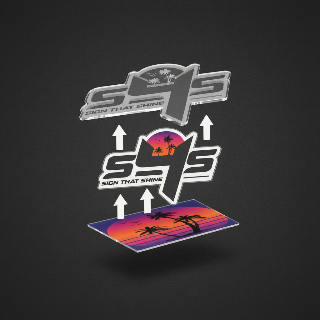 Three-Layer Acrylic Sign — Deep 3D Logo, Indoor & Outdoor